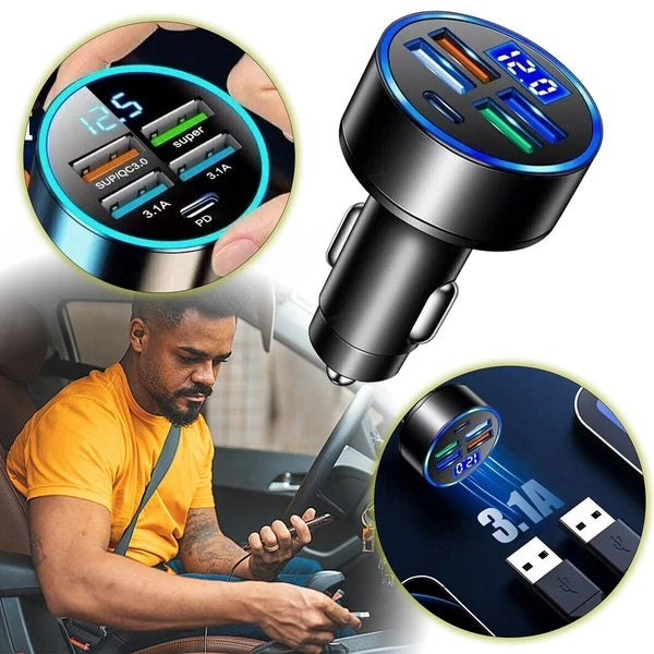 5 USB Port Super Fast Car Charger Adapter