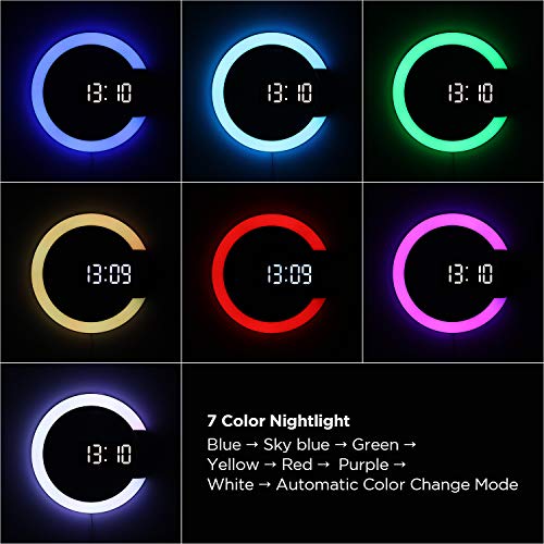 Mooas Moodlight Dual Mirror LED Clock with Remote Control