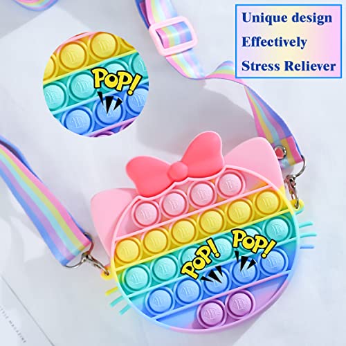 COYONO Pop Shoulder Bag,Pop Push Bubble Rainbow Cat