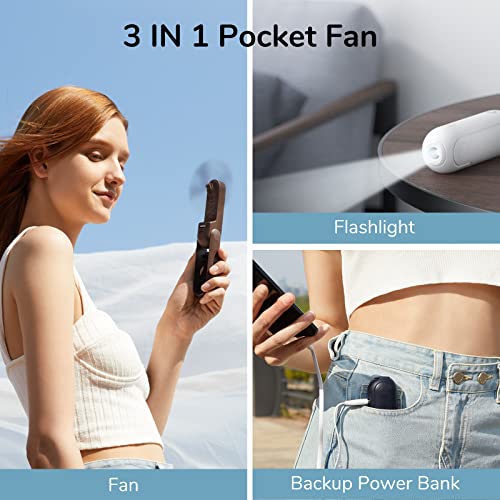JISULIFE 3 IN 1 Handheld Fan, Mini Hand Fan, Portable Small Pocket Fan, USB Rechargeable Fan