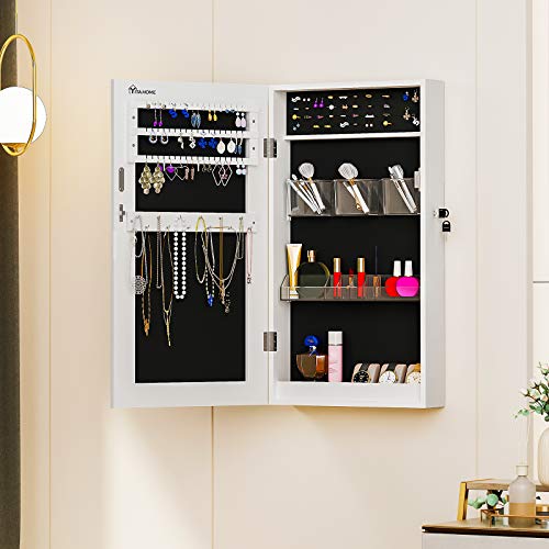 Jewelry Cabinet Armoire Wall Mounted Lockable with Mirror