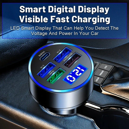 5 USB Port Super Fast Car Charger Adapter