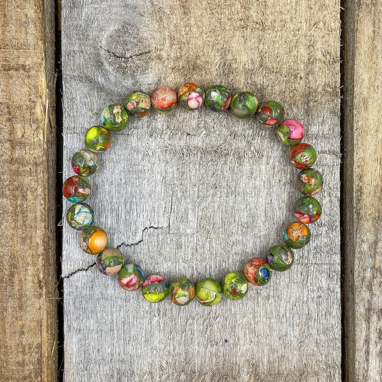 Union - Rainbow Imperial Jasper Gemstone Beaded Bracelet