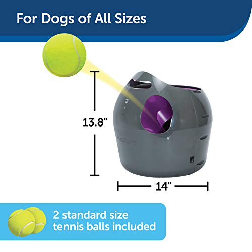 PetSafe Automatic Tennis Ball Launcher – Interactive Dog Ball Thrower – Adjustable Range – Motion Sensor – Indoor & Outdoor Toy – A/C Power or Batteries – Fetch Machine for Small to Large Dogs , Gray