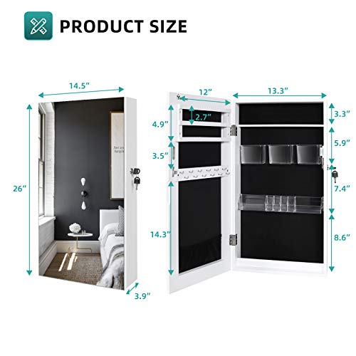 Jewelry Cabinet Armoire Wall Mounted Lockable with Mirror