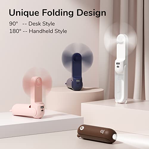 JISULIFE 3 IN 1 Handheld Fan, Mini Hand Fan, Portable Small Pocket Fan, USB Rechargeable Fan
