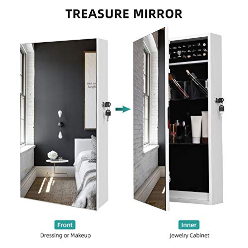 Jewelry Cabinet Armoire Wall Mounted Lockable with Mirror