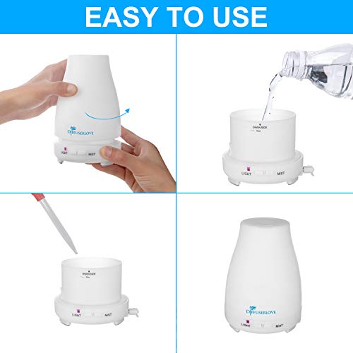 Diffuserlove Essential Oil Diffusers 200ML Remote Control Ultrasonic Mist Humidifiers BPA