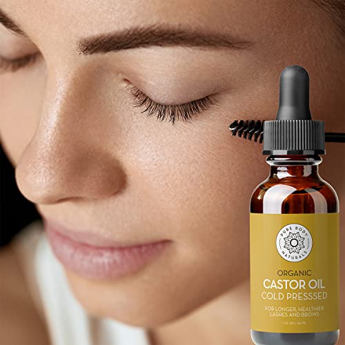 Organic Castor Oil for Eyelashes and Eyebrows with Applicator Kit