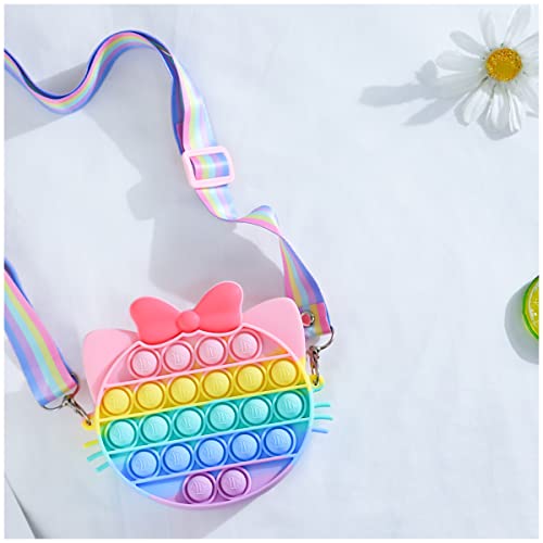 COYONO Pop Shoulder Bag,Pop Push Bubble Rainbow Cat