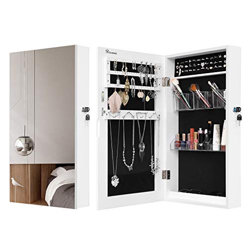 Jewelry Cabinet Armoire Wall Mounted Lockable with Mirror