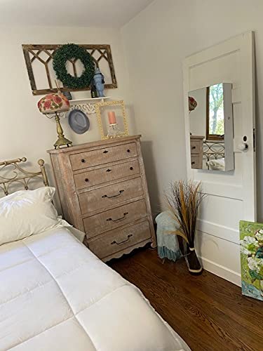 Jewelry Cabinet Armoire Wall Mounted Lockable with Mirror