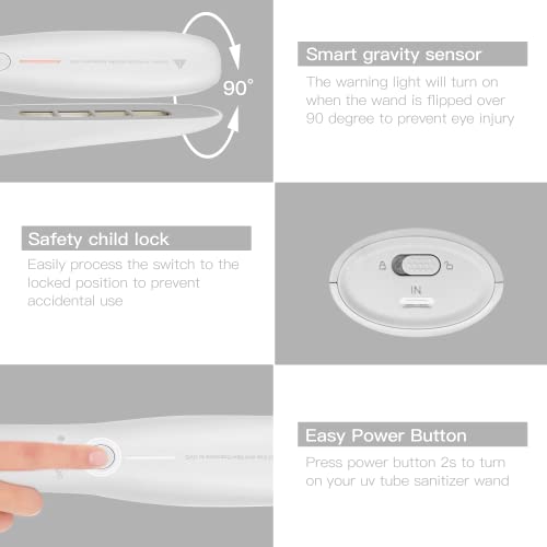 Mosalogic Portable UV C Sanitizing Wand Rechargeable Disinfecting Lamp