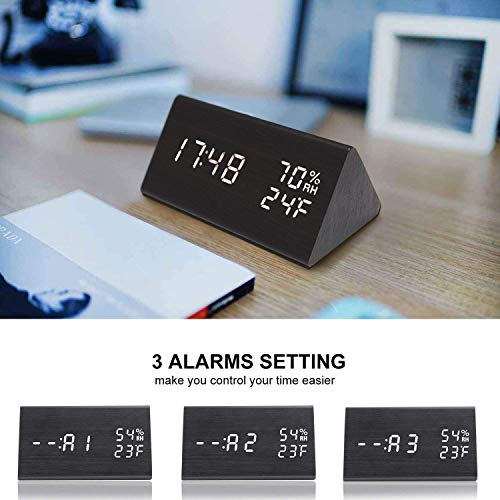 Digital Alarm Clock, with Wooden Electronic LED Time Display