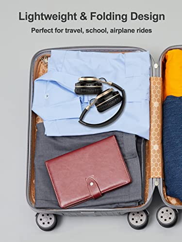 Wireless Bluetooth Headphones Over Ear, BASEMAN Long Battery Life Stereo Deep Bass Headset with Mic Wireless and Wired Headphones for iPhone Computer