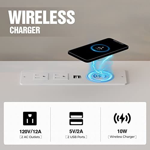 Seventable Nightstand with Wireless Charging Station and LED Lights