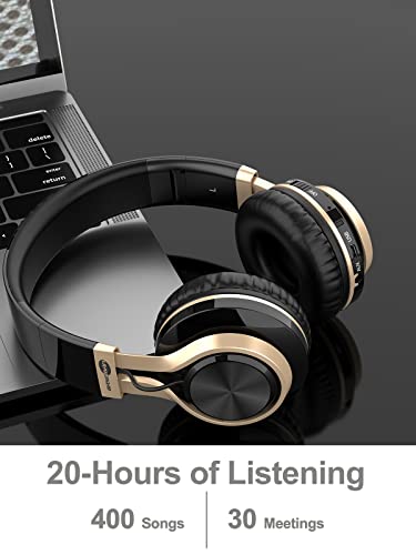 Wireless Bluetooth Headphones Over Ear, BASEMAN Long Battery Life Stereo Deep Bass Headset with Mic Wireless and Wired Headphones for iPhone Computer