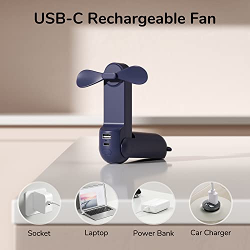 JISULIFE 3 IN 1 Handheld Fan, Mini Hand Fan, Portable Small Pocket Fan, USB Rechargeable Fan