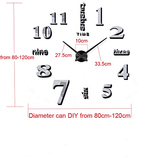Mirror Surface Decorative Clock 3D DIY Wall Clock