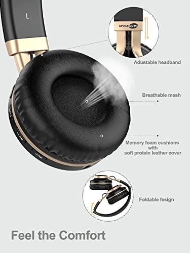 Wireless Bluetooth Headphones Over Ear, BASEMAN Long Battery Life Stereo Deep Bass Headset with Mic Wireless and Wired Headphones for iPhone Computer