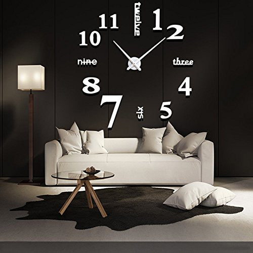 Mirror Surface Decorative Clock 3D DIY Wall Clock
