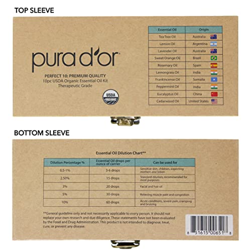 PURA D'OR Organic Essential Oils Set of 10