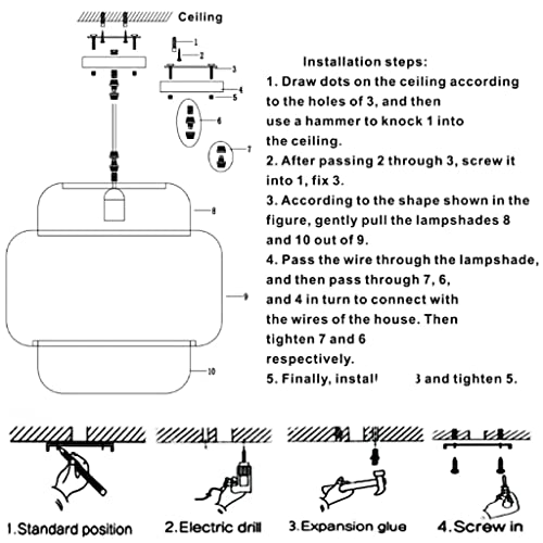 Waefoulax Hand Woven Bamboo Pendant Light, Rattan Hanging Lamp Wicker Basket light