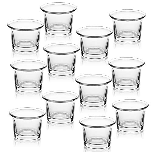 Letine Tealight Candle Holder Set of 12- Clear Glass Votive Candle Holders