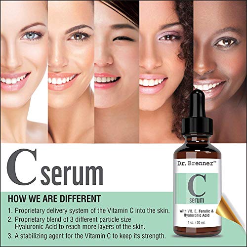 Vitamin C Serum 20% Pure L-Ascorbic Acid, Ferulic Acid, Vitamin E and Hyaluronic Acid for Face and Eyes