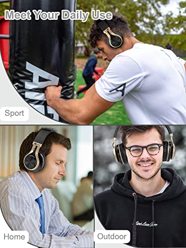 Wireless Bluetooth Headphones Over Ear, BASEMAN Long Battery Life Stereo Deep Bass Headset with Mic Wireless and Wired Headphones for iPhone Computer