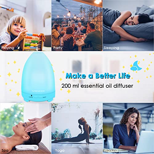 Essential Oil Diffuser 2 Pack Max 200 ML Ultrasonic Cool Mist Humidifiers