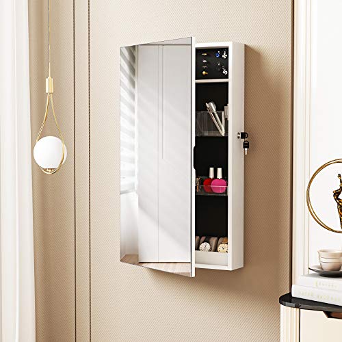 Jewelry Cabinet Armoire Wall Mounted Lockable with Mirror