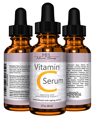 DOUBLE SIZED (2 oz) PURE VITAMIN C SERUM FOR FACE 20% With Hyaluronic Acid