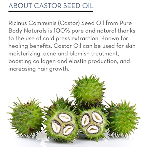 Organic Castor Oil for Eyelashes and Eyebrows with Applicator Kit