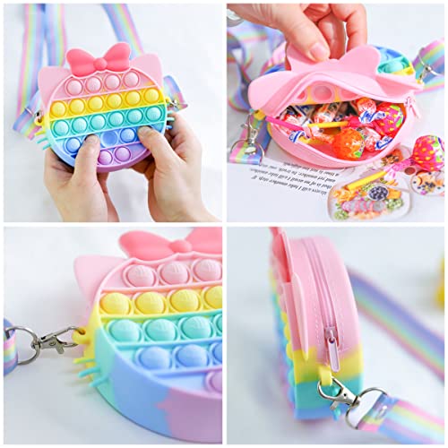 COYONO Pop Shoulder Bag,Pop Push Bubble Rainbow Cat
