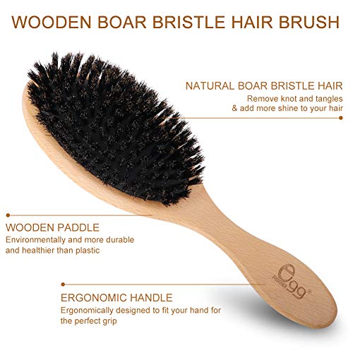 BLACK EGG Boar Bristle Hair Brush