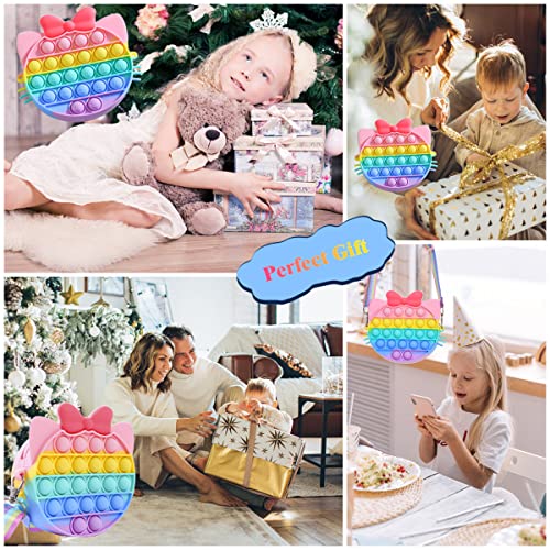 COYONO Pop Shoulder Bag,Pop Push Bubble Rainbow Cat