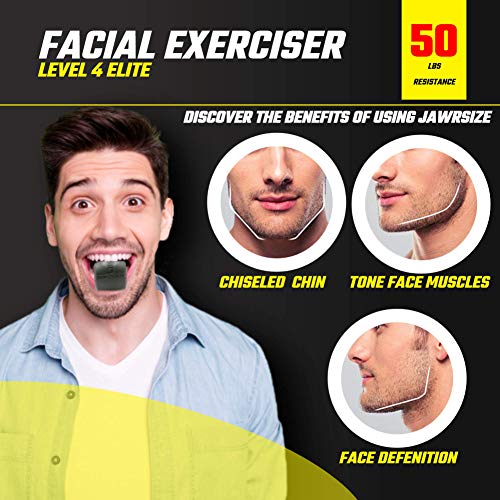 Jawzrsize Jaw, Face, and Neck Exerciser - Define Your Jawline, Slim and Tone Your Face, Look Younger and Healthier - Helps Reduce Stress and Cravings - Facial Exerciser (Level 4 - Elite) (Green)